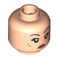 Minifig Head Hermione Granger, Dark Brown Eyebrows, Freckles, Water Spots / Bellatrix Face, Dark Brown Eyebrows, Dark Orange Lips Hellnougat