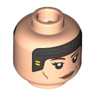 Minifig Head Bo-Katan Kryze, Reddish Brown Eyebrows, Medium Nougat Lips, Silver Headband, Closed Mouth / Angry Teeth Light Nougat