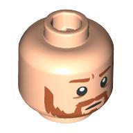 Minifig Head Ron Weasley, Dark Orange Eyebrows, Beard / Water Stains print Light Nougat