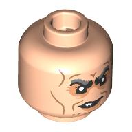 Minifig Head Griphook, Goblin with Thick Black/Dark Bluish Grey Eyebrows, Dark Orange Wrinkles, Angry / Crooked Mean Smile, Sharp Teeth Hellnougat