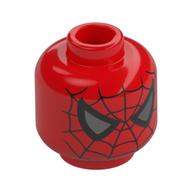 Minifig Head Spider-Man, Silver Webs, Black/White Eyes Rot