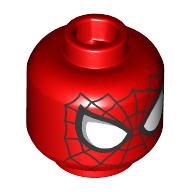 Minifig Head Spider-Man, Black Webs, Black/White Eyes Rot