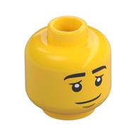 Minifig Head, Eyebrows, Half Closed Eyes, Sleepy / Sleeping Mask, 'ZZZZ', Open Mouth Print Gelb