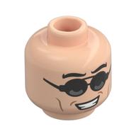 Minifig Head Otto Octavius, Black Glasses with Silver Glass, Mean Grin / Angry Hellnougat
