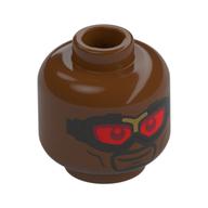Minifig Head Falcon, Black Beard, Silver Goggles, Red Glasses print Rotbraun