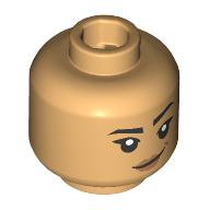 Minifig Head Sabine Wren, Peach Lips, Smile / Angry Scowl print Warm Tan