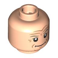 Minifig Head Palpatine, Dark Tan Eyebrows, Dark Orange Wrinkles, Condescending Smile, Angry Growl print Light Nougat
