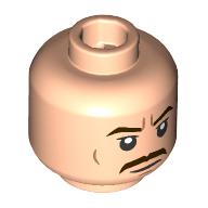 Minifig Head Admiral Yularen, Reddish Brown Eyebrows, Moustache, Stern / Worried, Raised Eyebrow print Hellnougat