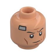 Minifig Head Captain Rex, Eyebrows, Angry Grin, Silver Bandage print Nougat