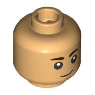 Minifig Head Jacen Syndulla, Dark Brown Eyebrows, Crooked Smile / Open Mouth Smile Print Warm Tan