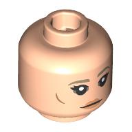 Minifig Head Shin Hati, Dark Tan Eyebrows, Peach Lips, Stern Smile / Angry Teeth Print Light Nougat