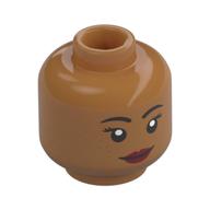 Minifig Head Black Eyebrows, Dark Red Lips, Smirk/Open Mouth Smile Mittelnougat