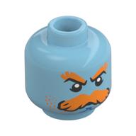 Minifig Head Sandy, Thick Orange Eyebrows, Moustache, Stubble Beard Medium Azure