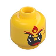 Minifig Head Red Son, Red Forehead Dot, Round Sunglasses / No Sunglasses Angry Print Yellow