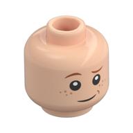 Minifig Head Nash, Dark Orange Eyebrows, Freckles, Upside Down Eyebrow Smile/Scared Light Nougat