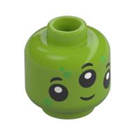 Minifig Head Alien, 3 Eyes, Green Spots print Lime