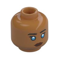 Minifig Head Chani, Black Eyebrows, Dark Azure Eyes, Reddish Brown Lips / Silver Mask Mittelnougat