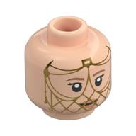 Minifig Head Lady Jessica, Medium Nougat Eyebrows, Lips, Neutral / Gold Mesh Veil Hellnougat
