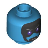 Minifig Head Ronan The Accuser, Black Face, Dark Purple Eyes, Angry, Mouth Closed / Angry Teeth Print Dark Azure