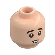 Minifig Head Neville Longbottom, Thick Dark Brown Eyebrows, Buck Teeth, Worried/Lopsided Smile print Hellnougat