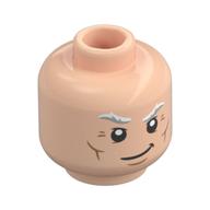 Minifig Head Magneto, White Eyebrows, Wrinkles, Determined Smirk / Angry Teeth Print Light Nougat