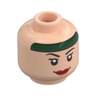 Minifig Head Rogue, Dark Green Headband, Red Lips, Smile / Angry Teeth Print Hellnougat