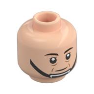 Minifig Head Captain Antilles / Rebel Trooper, Dark Brown Eyebrows, Wrinkles, Chin Strap, Neutral / Scared Print Hellnougat