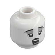 Minifig Head Choir Ghost, Black Eyebrows, Lips, Dark Bluish Grey Eyeshadow, Open Mouth Singing/Neutral Smile White