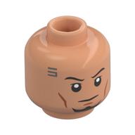 Minifig Head Arc Trooper Fives, Black Eyebrows, Black Beard, Silver Circuitry Nougat