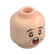 Minifig Head Sneezy, Black Eyebrows, Dark Orange Eyeshadow, Open Mouth/Closed Mouth Sneeze Light Nougat