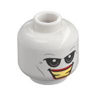 Minifig Head Joker, Black Eyeshadow, Red Lips, Bright Light Yellow Teeth Grin White