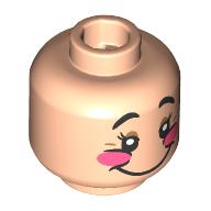 Minifig Head Bashful, Rosy Cheeks, Dark Orange Eyeshadow, Big Smile, Open Mouth Smile Hellnougat