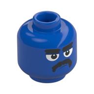 Minifig Head, White Eyes, Big Black Eyebrows, Moustache Blue