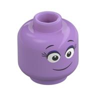 Minifig Head, White Eyes, Thing Black Smile Medium Lavender