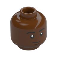 Minifig Head Darius, Black Eyebrows, Smile Rotbraun