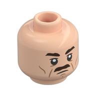 Minifig Head Barty Crouch Sr., Dark Brown Eyebrows, Moustache, Wrinkles Light Nougat