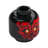 Minifig Head Darth Maul, Red Tattoos, Yellow and White Eyes Print Schwarz