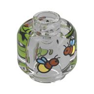 Minifig Head (No Face), Fire Flies, Sticks, Leaves print Trans-Clear