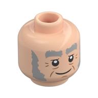 Minifig Head Garrick Ollivander, Thick Light Bluish Grey Eyebrows, Sideburns Tired Smile/Scared Light Nougat
