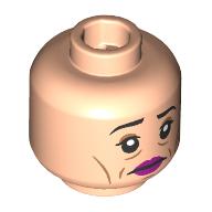 Minifig Head Madame Maxime, Thin Black Eyebrows, Dark Tan Eyeshadow, Wrinkles, Dark Purple Lips, Closed Mouth/Open Mouth Hellnougat