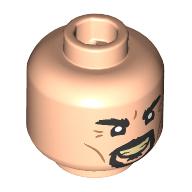 Minifig Head Igor Karkaroff, Thick Black Eyebrows, Moustache, Goatee, Stern Stair/Mean Grin Hellnougat