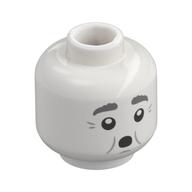 Minifig Head Fat Friar, Dark Bluish Grey Eyebrows, Wrinkles, Open Mouth Round/Closed White