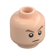 Minifig Head Link, Medium Nougat Eyebrows Arched, Stern / Excited Print Hellnougat
