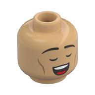 Minifig Head Elf Bard, Black Eyebrows, Lopsided Smile/Closed Eyes, Open Mouth Singing Warmes Beige