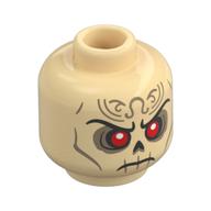 Minifig Head Szass Tam, Black Eyebrows, Red Eyes, Gold Markings, Frown Beige