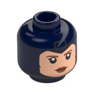 Minifig Head Jean Grey, Light Nougat Face, Nougat Eyebrows, Lops, Neutral/Scowl Print Dark Blue
