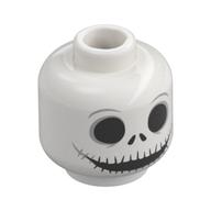 Minifig Head Jack Skellington, Skull, Large Black Eyes, Wide Mouth with Teeth White