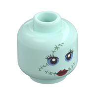 Minifig Head Sally, Big Eyelashes, Medium Blue Eyes, Dark Red Lips, Stitches, Closed Mouth/Open Mouth Hellaqua