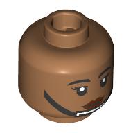 Minifig Head Rebel Trooper, Dark Red Lips, Black Strap, Silver Chin Guard, Neutral/Stern Medium Nougat