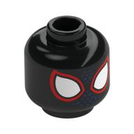 Minifig Head Miles Morales, Red/White Spider-Man Eyes, Dark Blue Dots Black